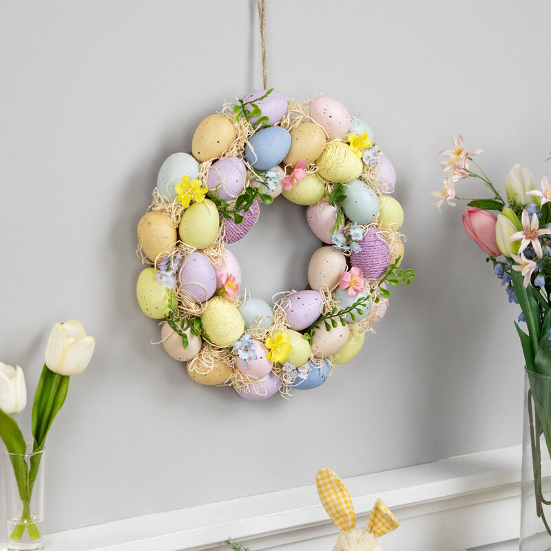 Floral and Easter Egg Spring Wreath - 12.5" - Multicolor