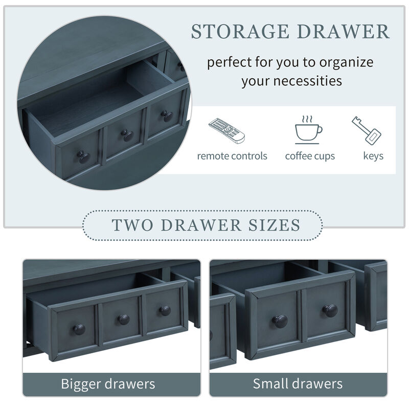 Whisen Rustic Entryway Console Table with Drawers and Bottom Shelf - Gray Wash