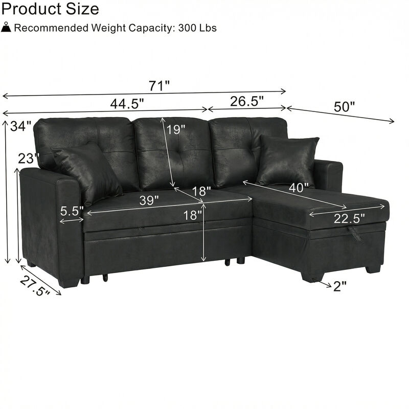 Jomple Foil Fabric Sectional Sleeper sofa image number 4