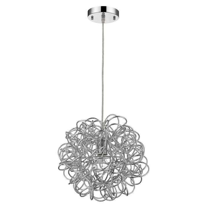 HomeRoots Mingle 1-Light Polished Chrome Pendant With Faceted Chrome Aluminum Wire Shade