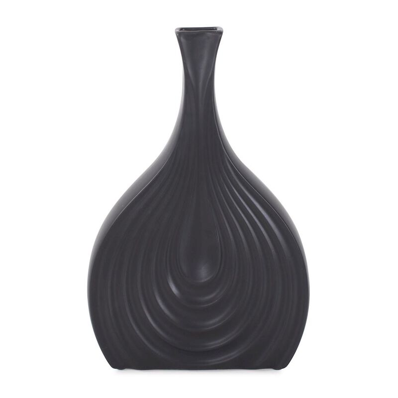 Howard Elliott Black Onion Tapered Low Ceramic Vase image number 0