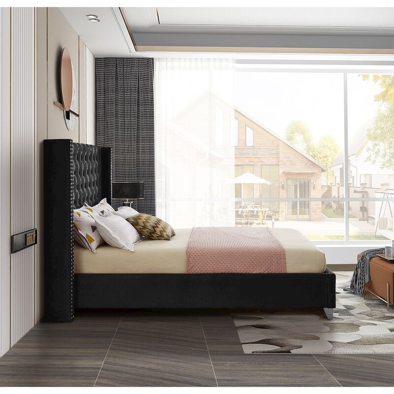 Meridian Furniture Aiden Black Velvet King Bed