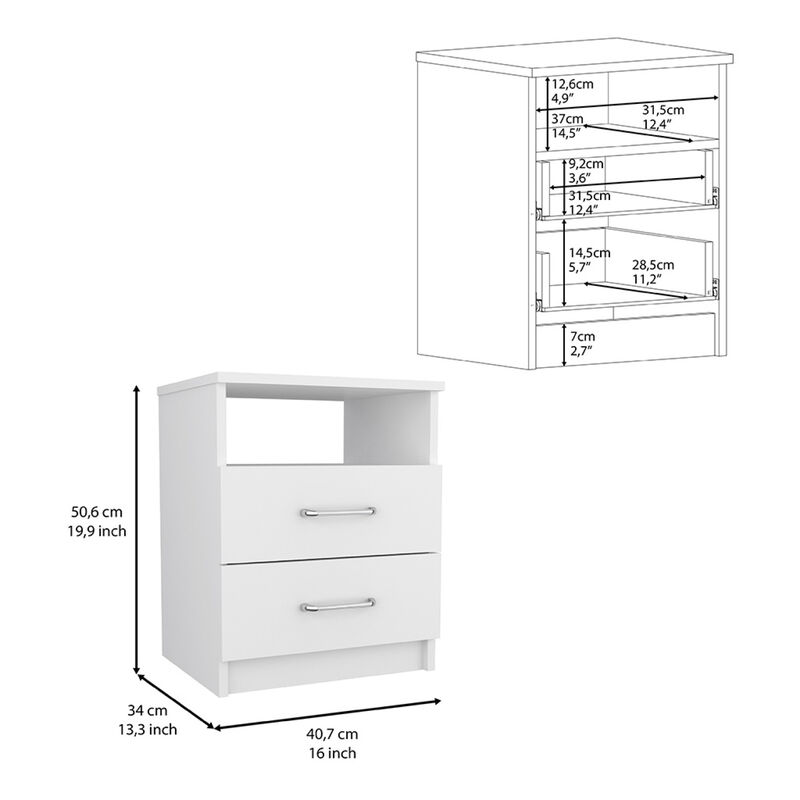 Streamdale Nightstand Olienza, Two Drawers, One Shelf, Finish image number 3
