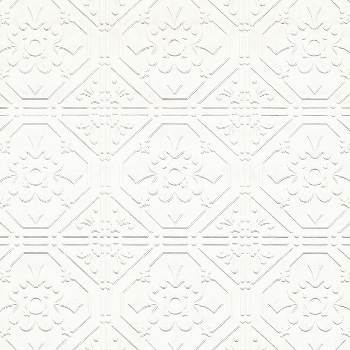 Brooklyn White Tin Paintable Wallpaper