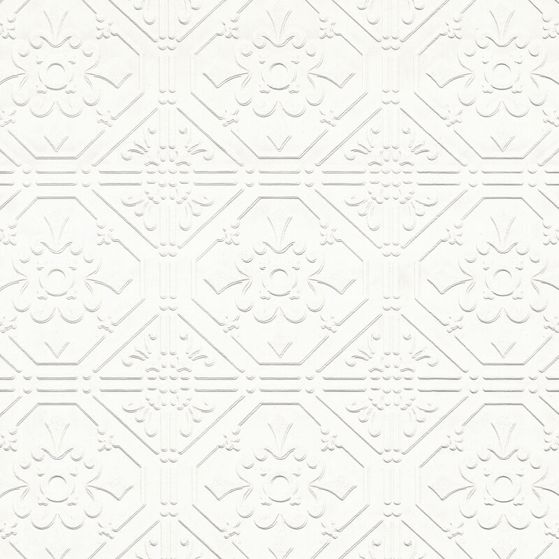 Brooklyn White Tin Paintable Wallpaper image number 0