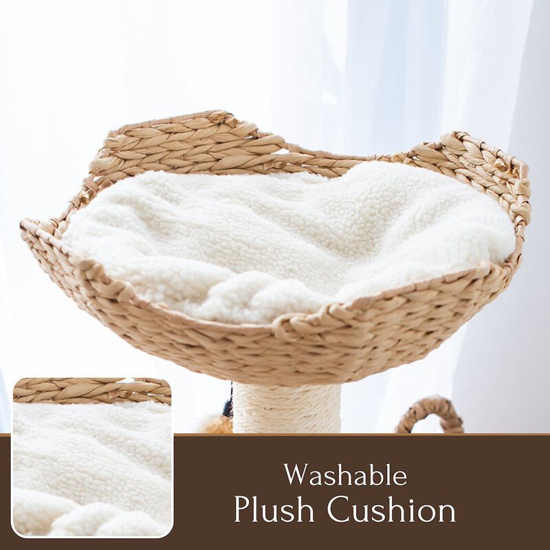 Petpals 29-in Walk Up Paper Rope Condo & Perch With Sisal Post Cat Tree, Tan & Cream