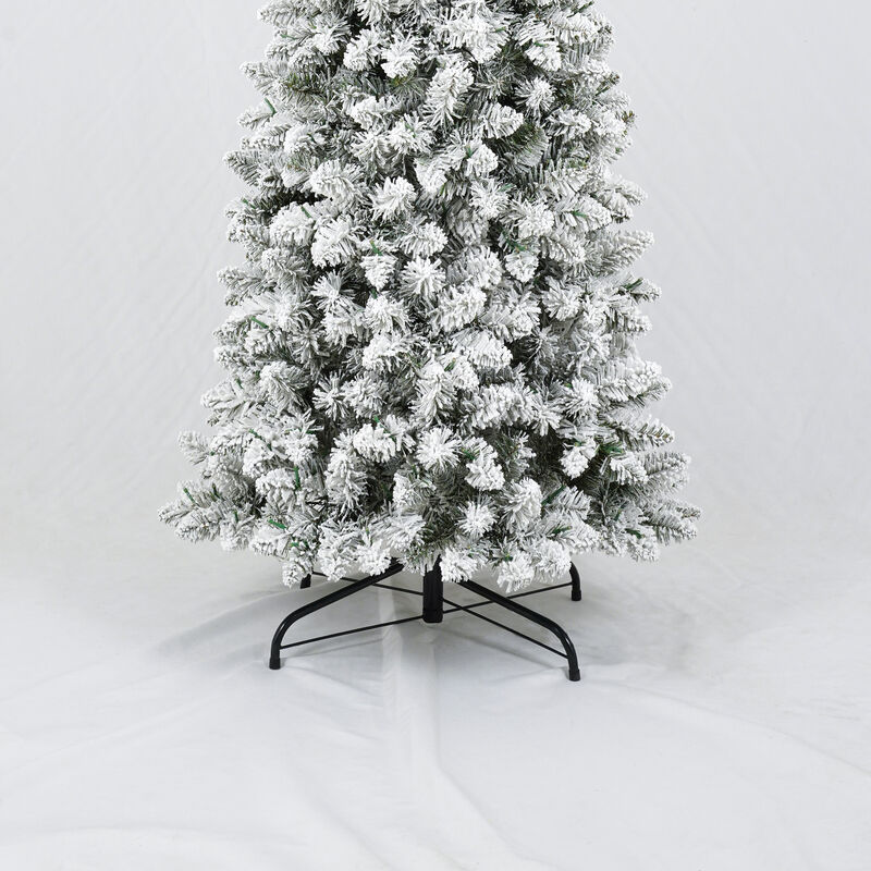 Whisen 3 Pcs Flocked Artificial Christmas Tree Set with Lights, 4ft 5ft 6ft Christmas Snow Tree Set image number 5