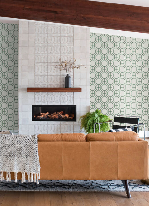 Manor Green Geometric Trellis Wallpaper