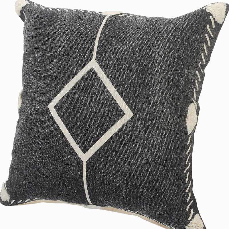 HomeRoots Set of Two 20" Black And Off White Diamond Cotton Throw Pillows image number 3
