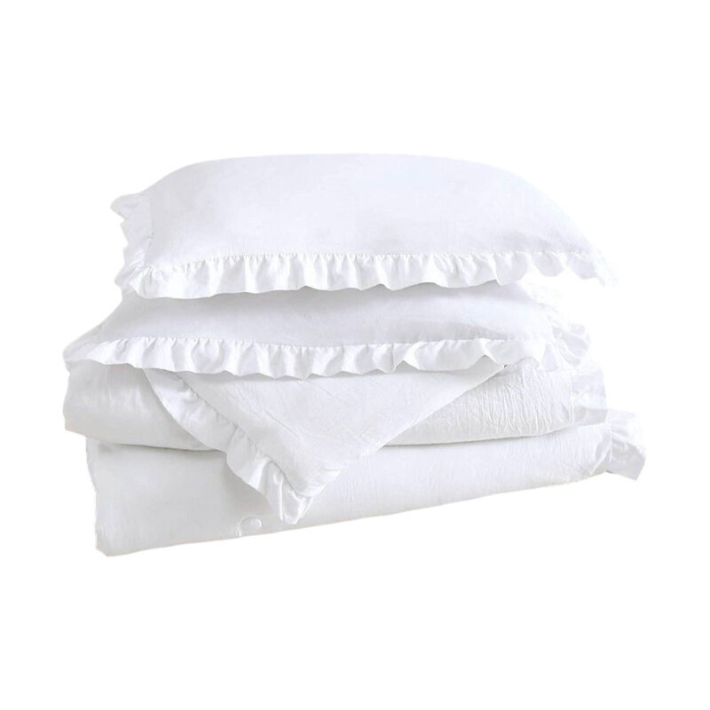Microfiber Comforter Set with Ruffled Edges Lightweight Bedding for Everyday Use