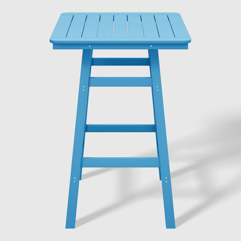 WestinTrends Square Outdoor Patio Bistro Bar Table With Umbrella Hole