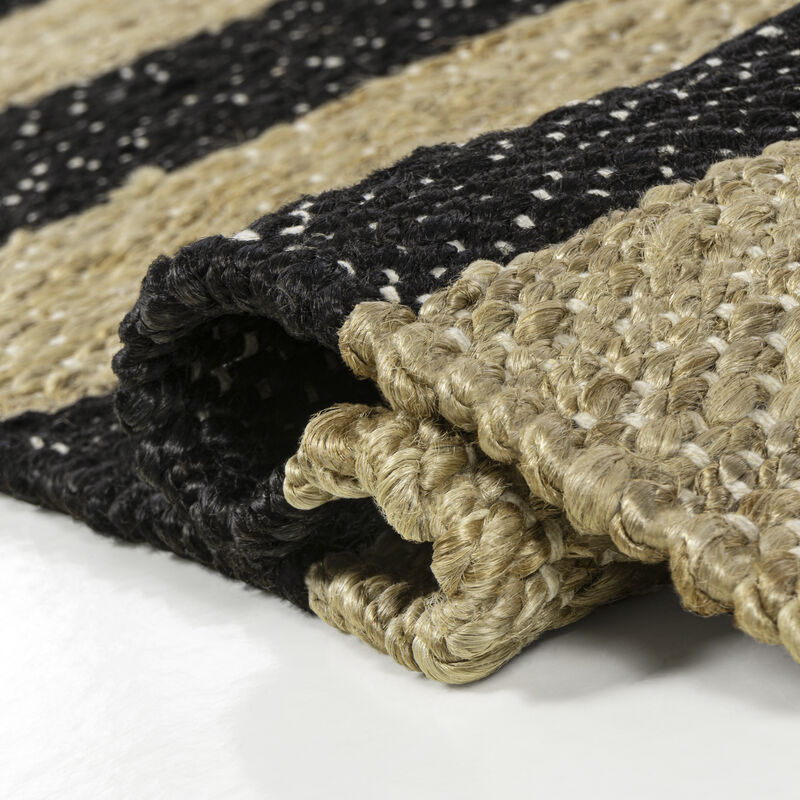 Jayden Rustic Farmhouse Woven Jute Stripe Area Rug