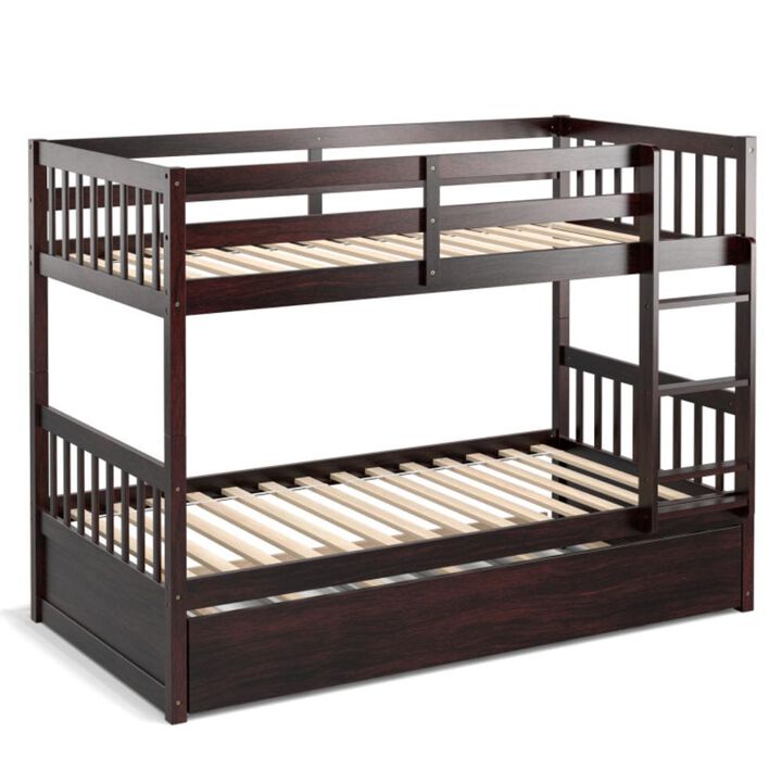 Hivvago Twin Over Twin Bunk Bed with Pull-out Trundle and Ladder