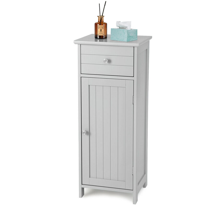 Wooden Bathroom Floor Storage Cabinet with Drawer and Shelf image number 5