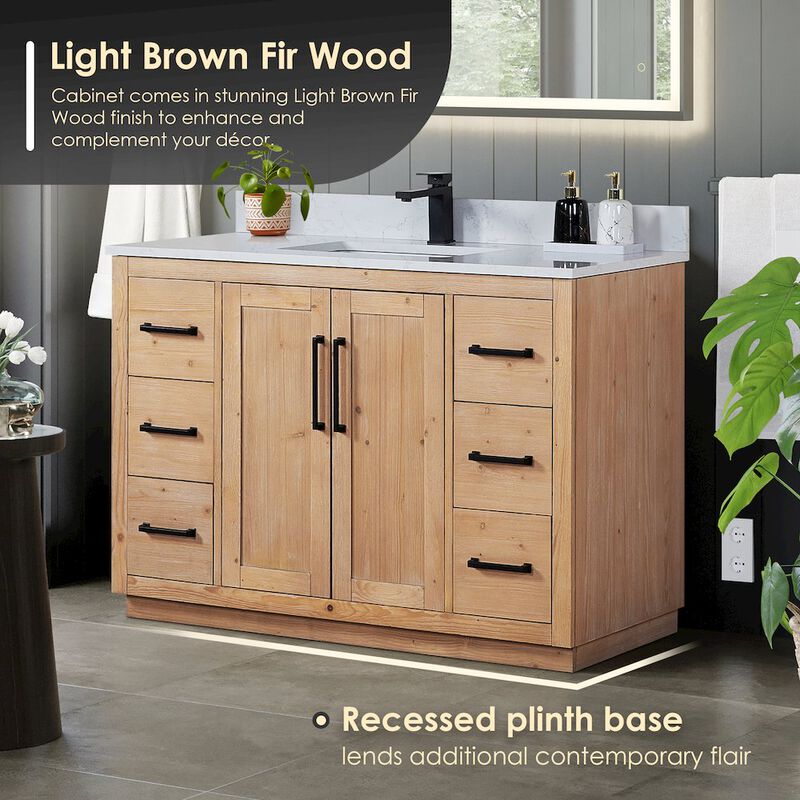 Altair-10 48 Single Bathroom Vanity with Grain White Countertop without Mirror