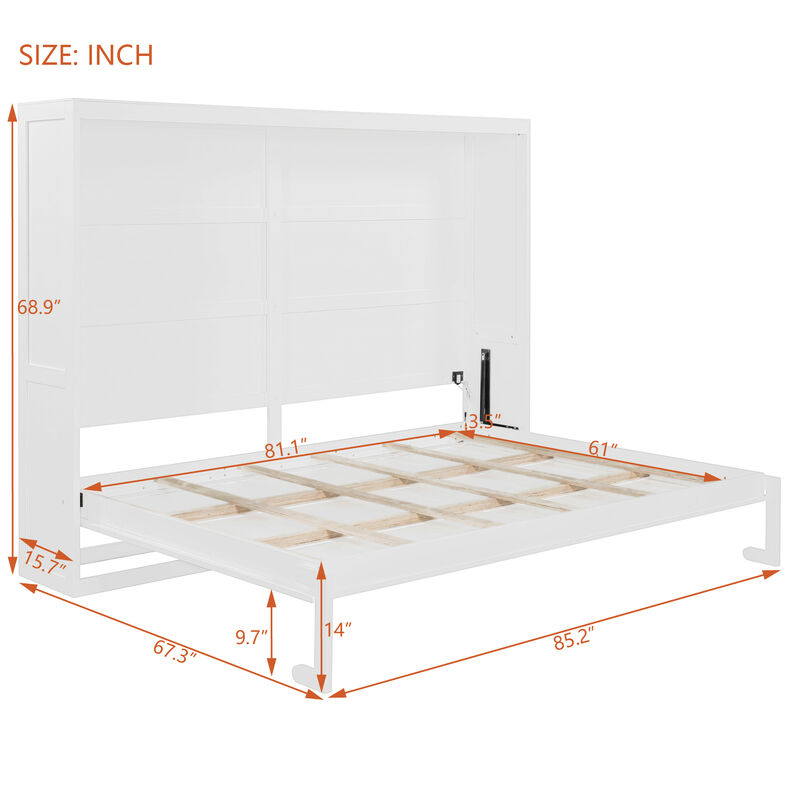 Merax Murphy Bed Wall Bed with LED Lights
