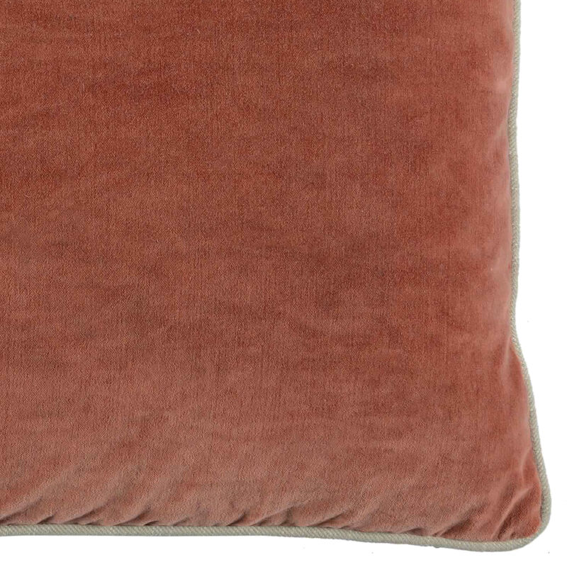 Square Fabric Throw Pillow with Solid Color and Piped Edges, Pink - Benzara