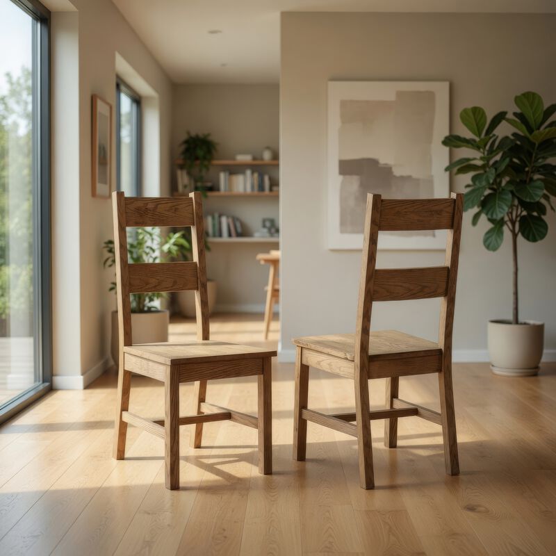 Dova Dining Side Chair Set of 2, Ladder Back, Vineyard Oak Brown Wood image number 8