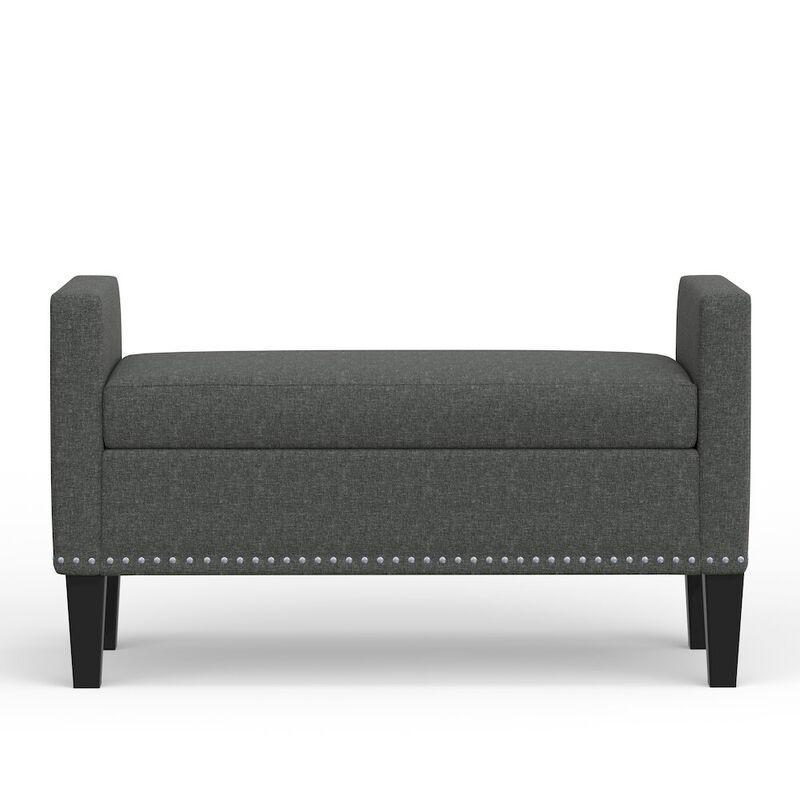 Rize Home 41.5 Storage Bench with Nailhead Trim - Dark Gray image number 1