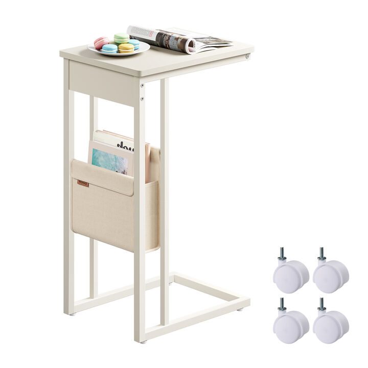 C-Shaped Side Table with Fabric Storage Bag