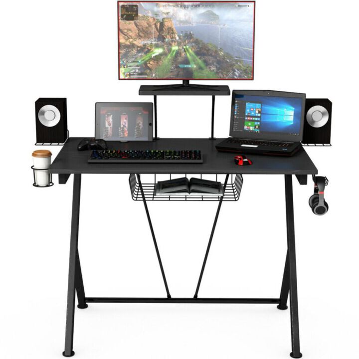 Hivvago Multifunctional E-Sport Gaming Desk with Headset Hook and Cup Holder