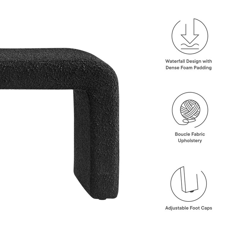 Modway EEI-6736-BLK Simba Boucle Fabric Waterfall Long Bench, Black image number 6