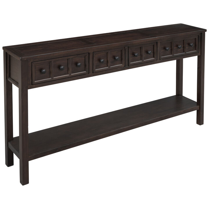 GOODSILO 60-Inch Rustic Entryway Console Sofa Table with Dual Size Drawers and Open Shelf for Hallway Display and Storage