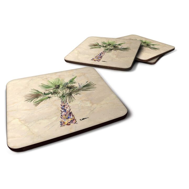 Caroline's Treasures 8480FC Tree-Palm Tree Foam Coasters (Set of 4), 3.5 H x 3.5 W, Multicolor