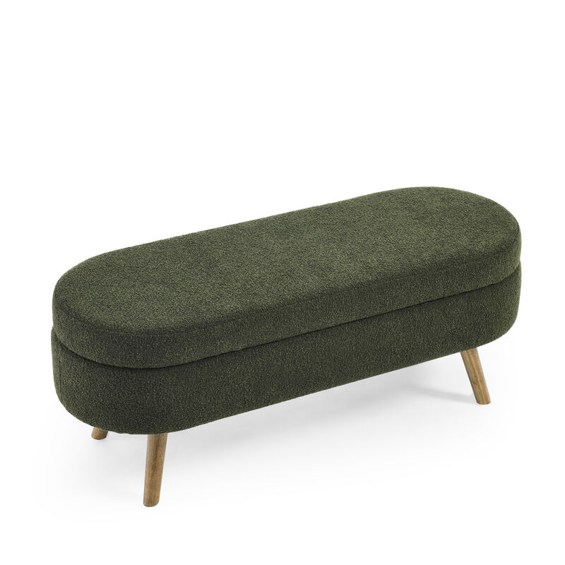 TATEUS Footstool Ottoman with Storage with Rubber Wood Legs