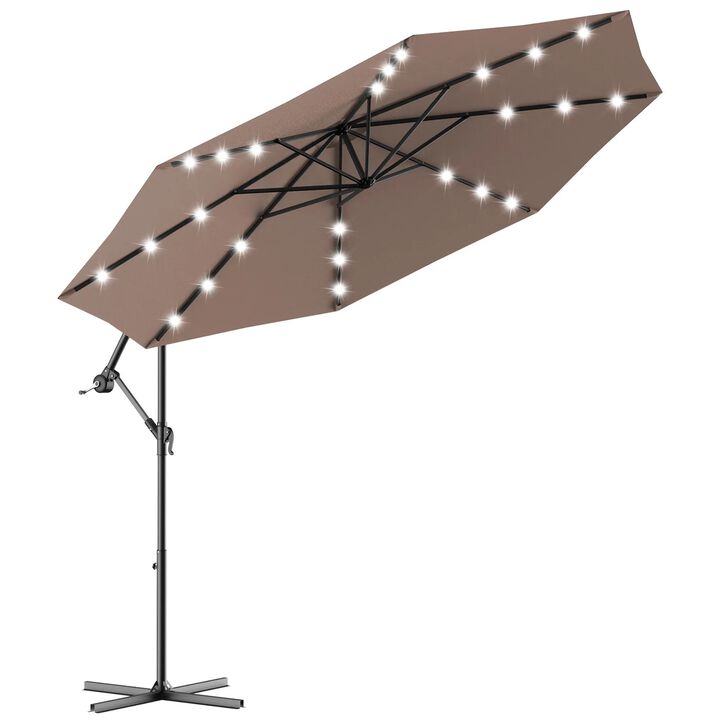 Mondawe 10 Feet Patio Umbrella with Crank and Solar LED Lights