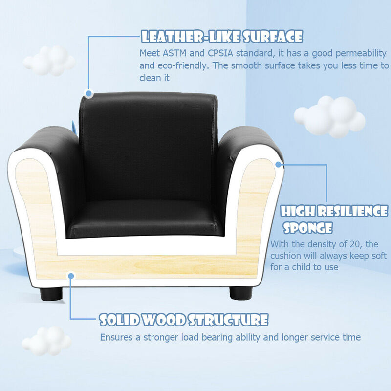 Kids Single Armrest Couch Sofa with Ottoman