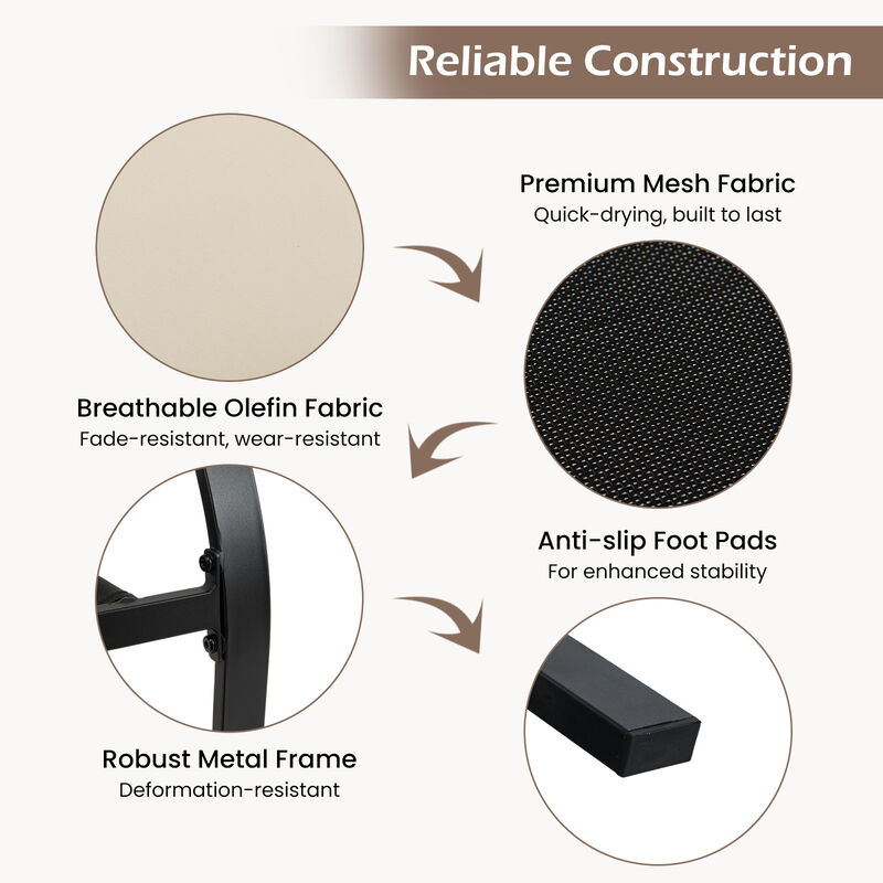 Set of 2 Outdoor Dining Chairs with Cushioned Seats and Rustproof Metal Frame