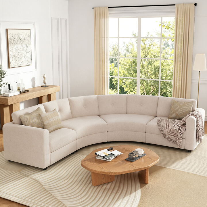 Merax Curved Modular Sectional Sofa with Customizable Layout, High-Resilience Foam & Pocket Spring Seats