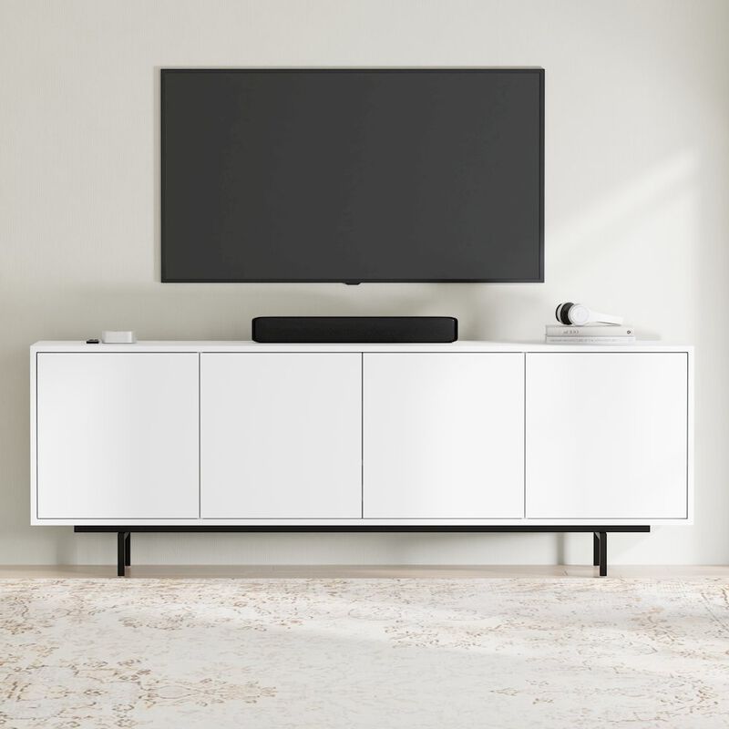 Comfort Pointe Graysen White Laminate 4 Door TV Console