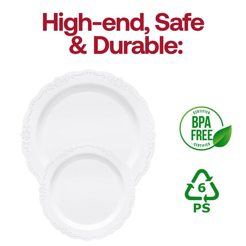 White Vintage Round Plastic Dinnerware Value Set (120 Sets) image number 5