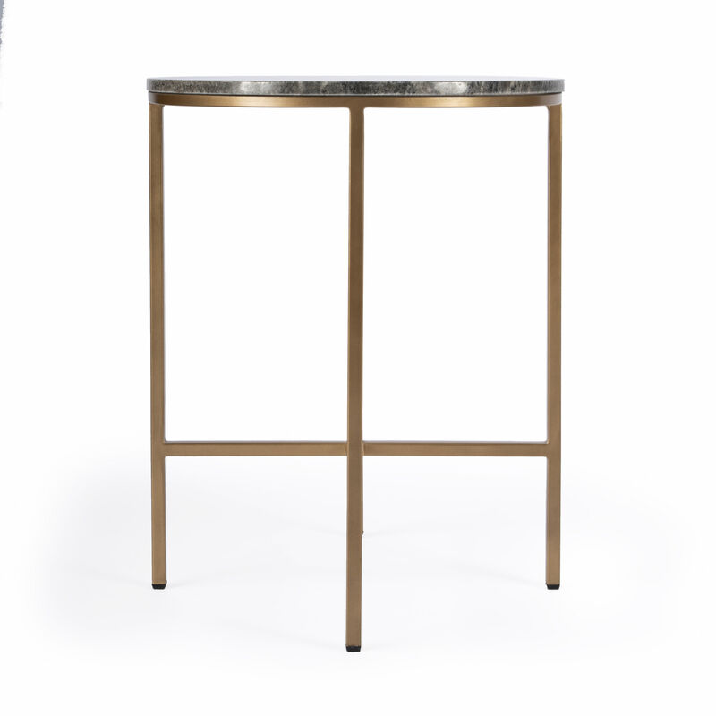Contemporary Round Accent Table with Marble Surface for Home Decor