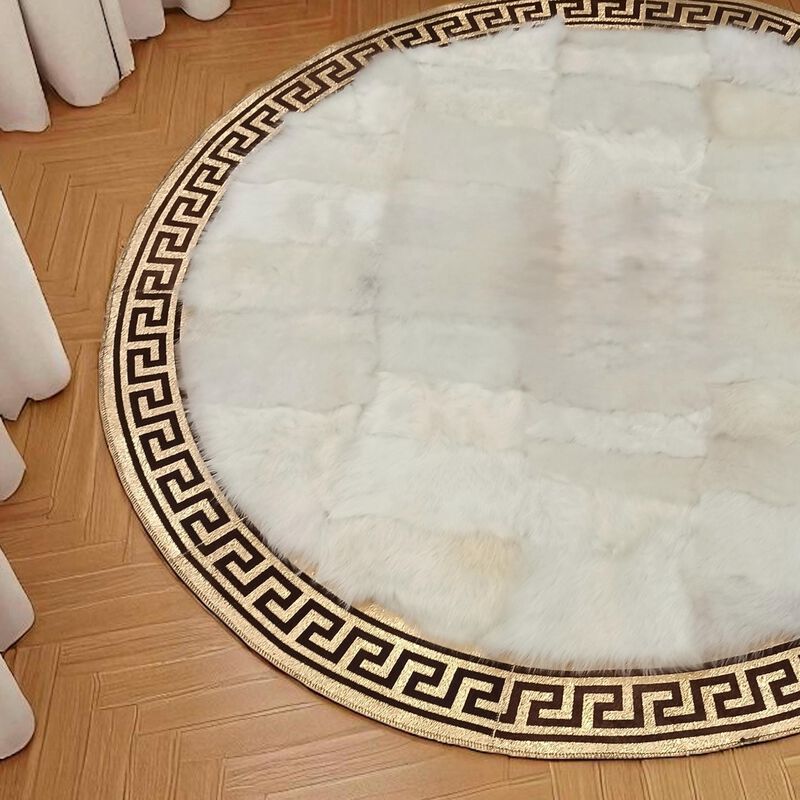 Round Tuscan Area Rug, Handmade Greek Key Circle Carpet, Custom Size Decorative Round Rug image number 5