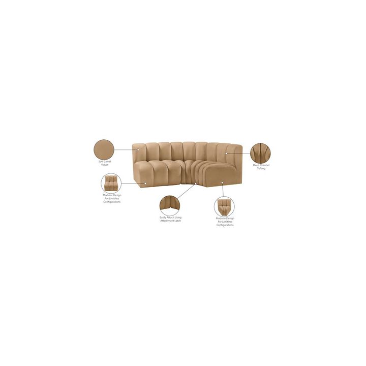 Meridian Furniture Arc Camel Velvet Modular Sofa