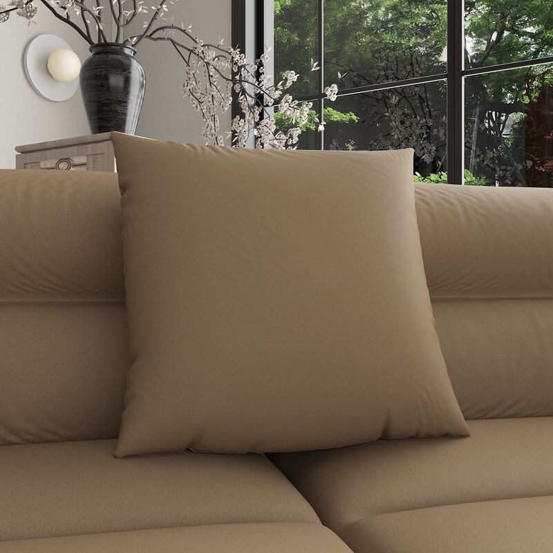 FUFU&GAGA Large Curved Sofa with 3 Throw Pillows & Armrests, Padded Upholstered Cushions, (110 in. W x 43.3 in. D x 31.5 in. H, Seat Depth 25.9 in.), Chocolate Brown