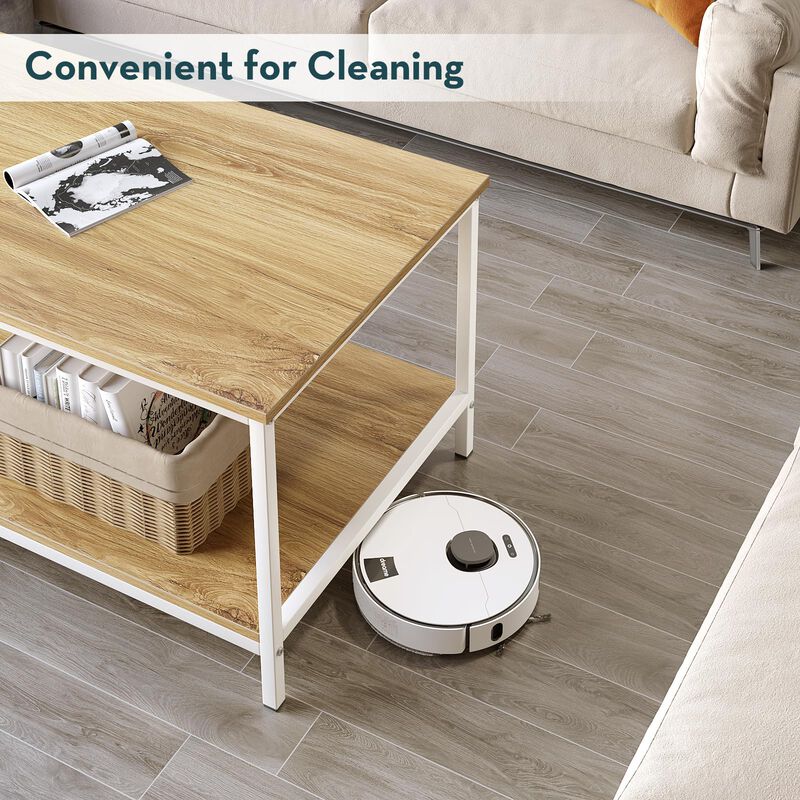 SAYGOER Coffee Table with Storage 2-Tier Industrial Center Table for Living Room, Rectangle Wood Table for Small Spaces Apartmen