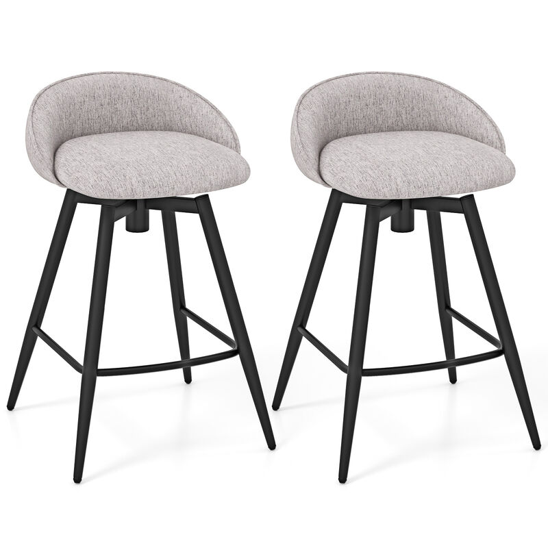 Comfortable Upholstered Bar Stools with Backrest and Footrest, Set of 2