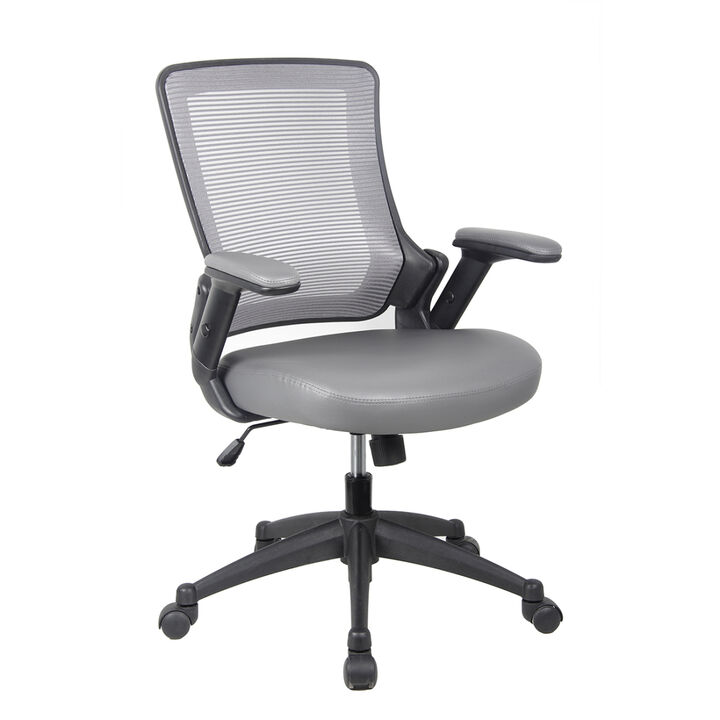 Mid-Back Mesh Task Office Chair with Height Adjustable Arms, Grey