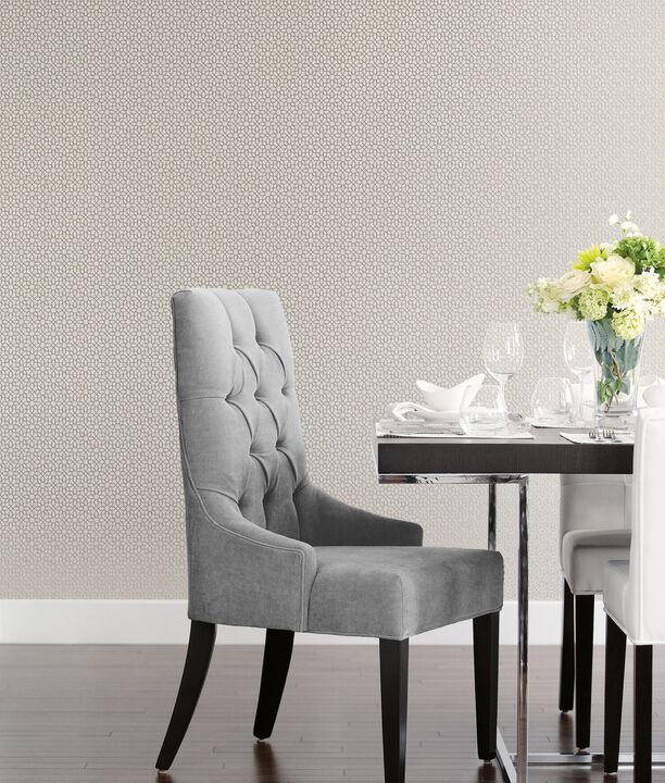 Metallic FX Metallic Star Geometric Silver Grey Wallpaper W78186