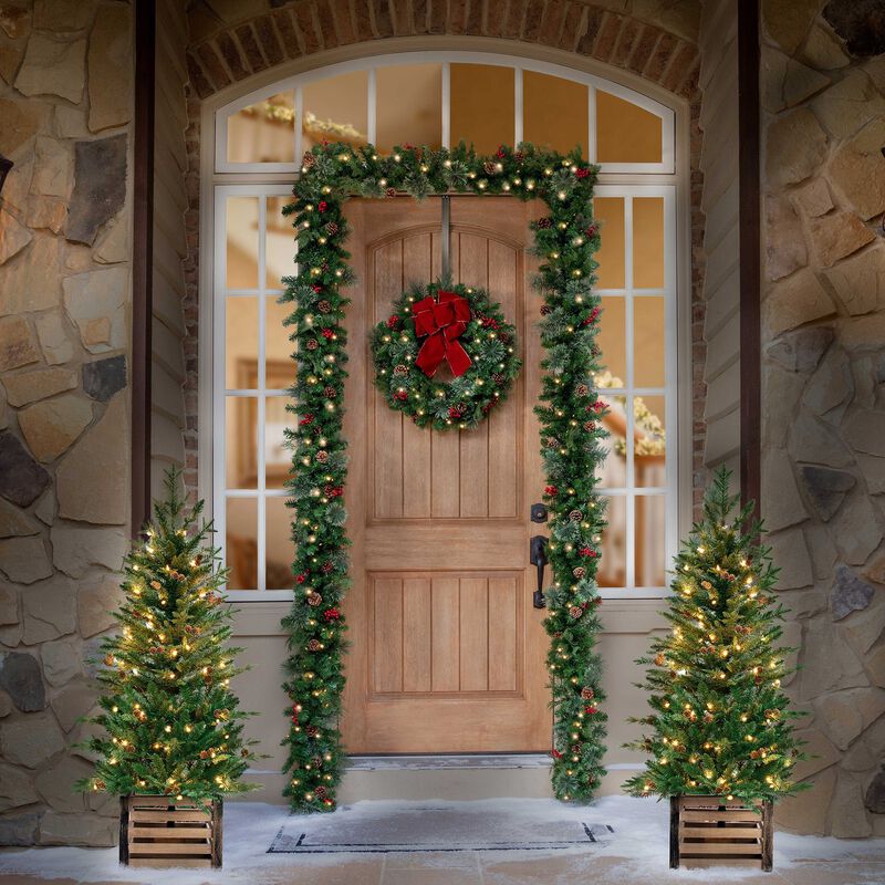 4 Foot Pre-lit Asheville Artificial Fir Christmas Potted Tree image number 2