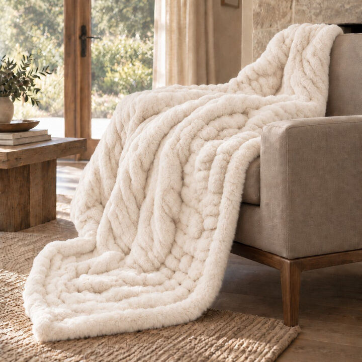 L.A. Escapade Large Faux Fur Throw Blanket