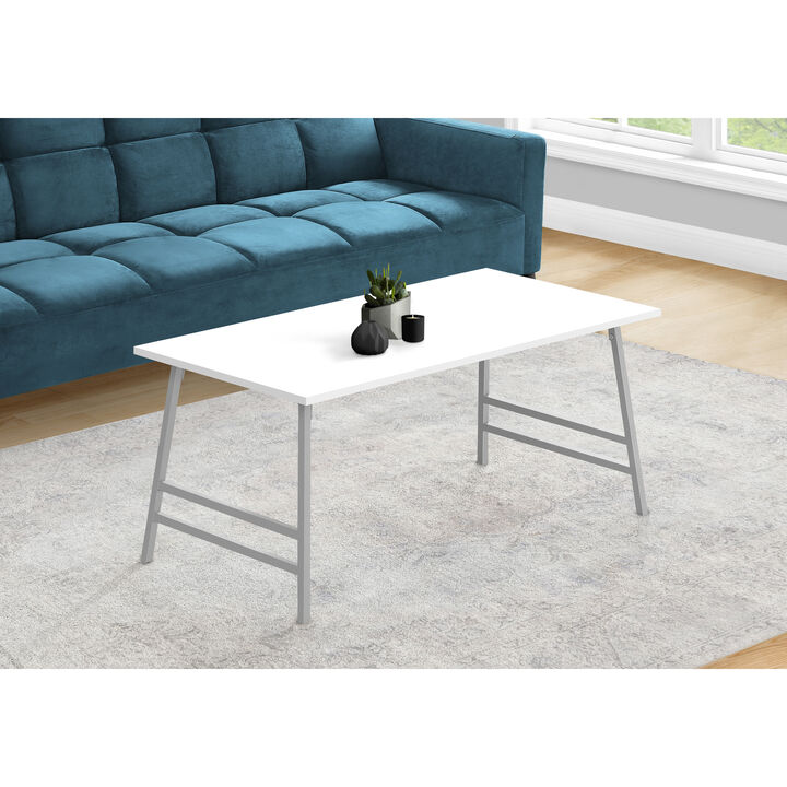 Monarch Specialties I 3790 Coffee Table, Accent, Cocktail, Rectangular, Living Room, 40"L, Metal, Laminate, White, Grey, Contemporary, Modern