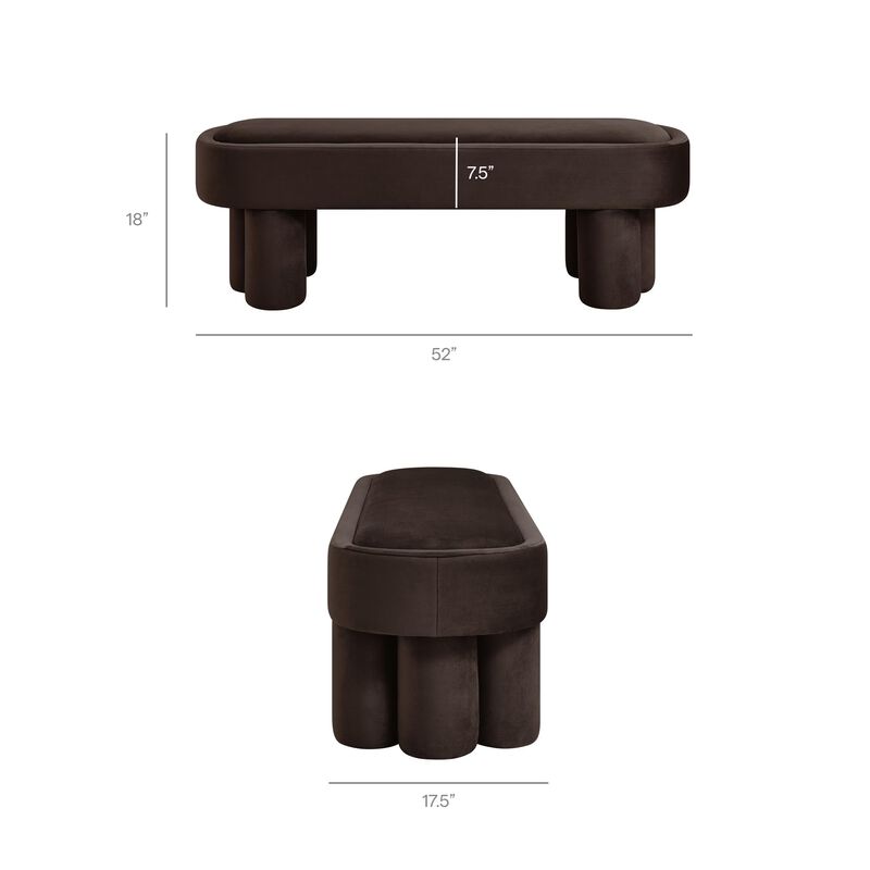 Mossi 52" Modern Oval Velvet Bench in Alabster image number 2