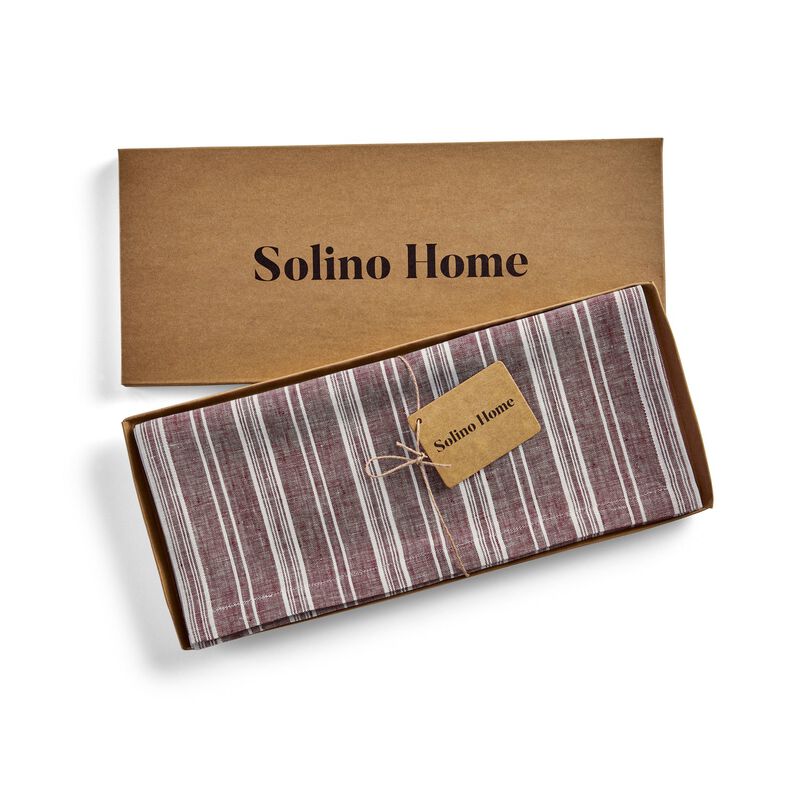 Solino Home 100% Pure Linen Table Runner - Chelsea Stripe