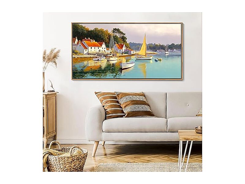 Coastal Wall Art Rustic Ocean Boat Canvas Living Room Bedroom Decor Framed Walls image number 1