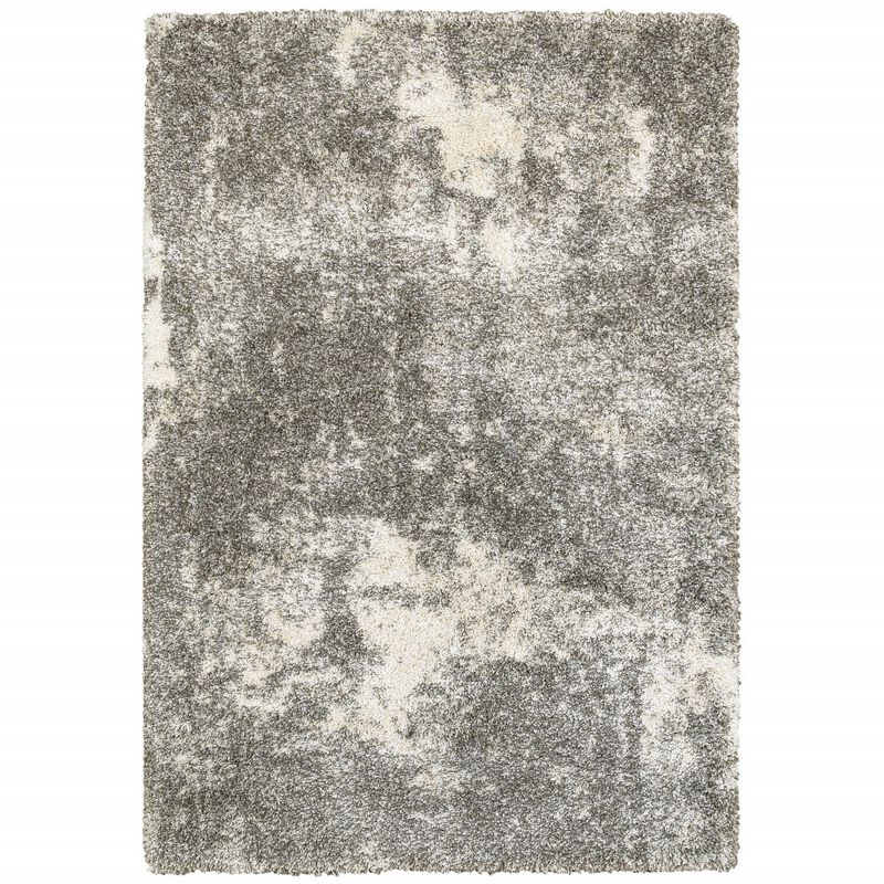 8 X 11 Gray And Ivory Distressed Abstract Area Rug